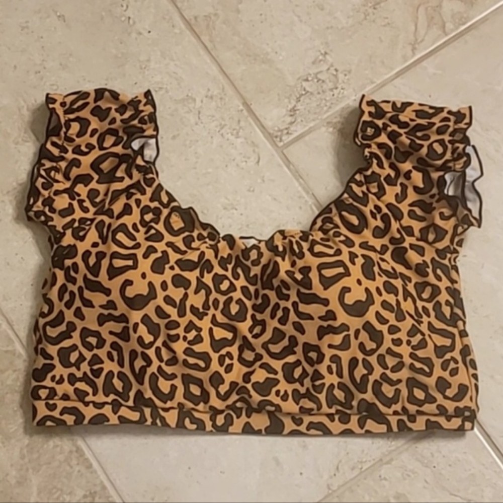 Leopard swim top